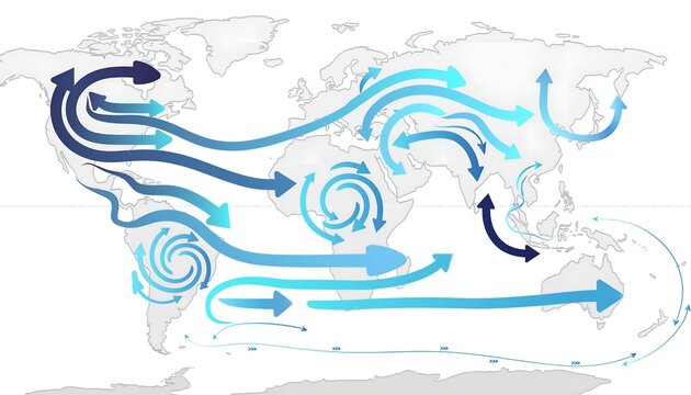 Global Ocean Currents and Wind Patterns Visualizing Earth's Dynamic Atmospheric and Oceanic Circulation