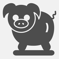Naklejka premium Piggy bank solid icon, souvenir concept. Vector graphics. Pig on stand sign with glyph style icon for mobile or web design.