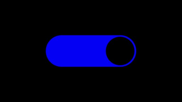 toggle switch icon turning on and off with alpha channel and green screen. Animated 4K Video