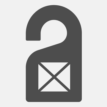 Door hanger with space for banner solid icon, polygraphy concept. Vector graphics. Advertising for door handle sign with glyph style icon for mobile or web design.