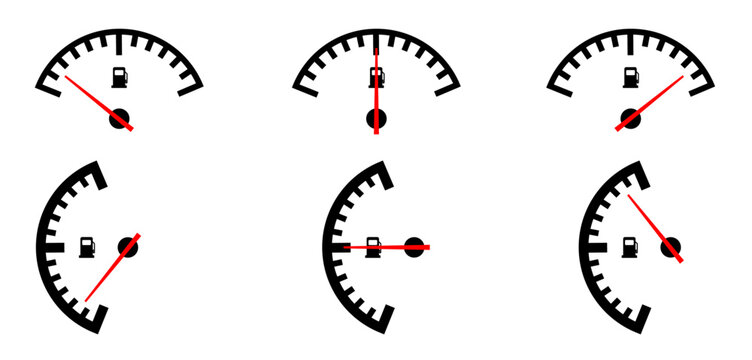 Gas fuel indicator car icon full empty gauge power dashboard