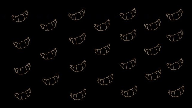 Dense croissant bakery pattern animated background loop