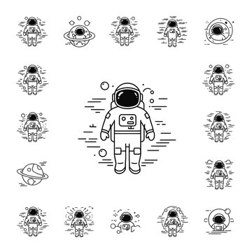 Astronaut in Space Suit Flying.