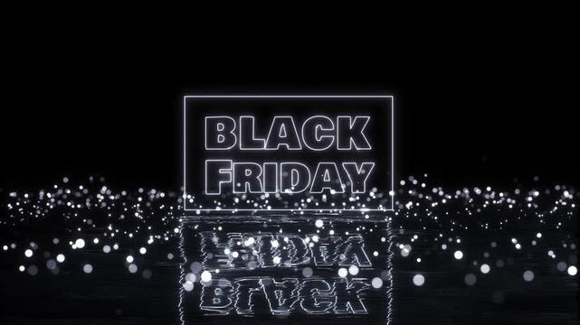Black Friday sale golden text, hanging gift boxes, falling confetti. festive shopping event Black Friday sale text shines glowing lights smooth fabric background, elegant shopping retail promotion