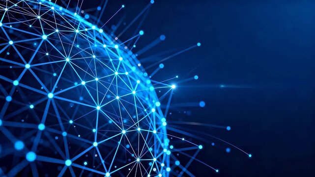 Blue digital network sphere