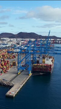Aerial view of Freight Logistics in Gran Canaria; European Port Infrastructure and the Cost of Living Crisis