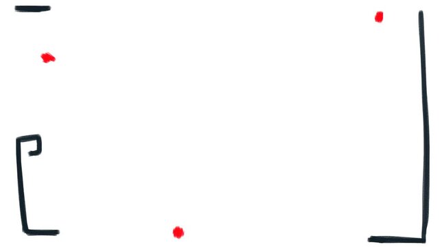 Along the edge of the image, long, curving stripes with small colored spots change.