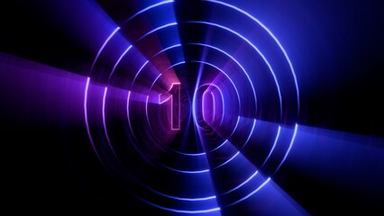High-Tech Neon Timer 10 Intro with Dynamic Light Effects and Geometric Rings © AMBIKA