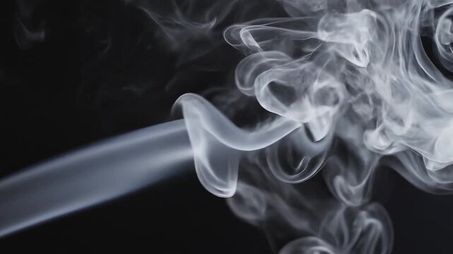 swirling white smoke on black background ideal for sleek commercial backgrounds and title sequences