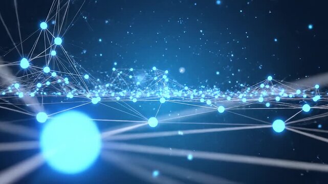 Abstract network of glowing nodes and lines symbolizing digital transformation and future innovation