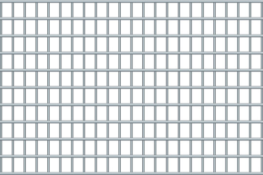Silver prison bars grid illustration on transparent background