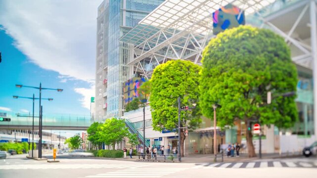 東京・二子玉川スクランブル交差点　タイムラプス　シフトレンズ逆アオリ