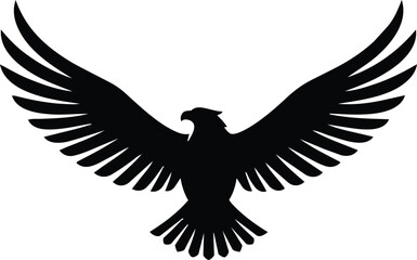Fototapeta premium flying eagle with spread wings powerful bird silhouette vector icon