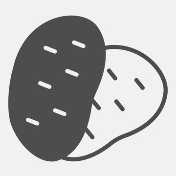 Potato chips solid icon, food concept. Vector graphics. Two baked potatoes, chips sign with glyph style for mobile or web design.