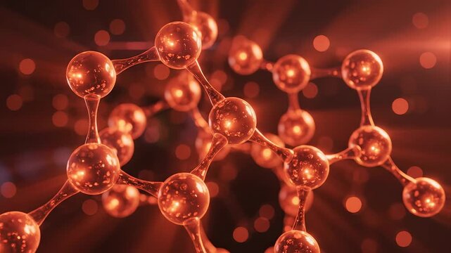 Molecular structure with glowing atoms ideal for sleek commercial backgrounds and title sequences