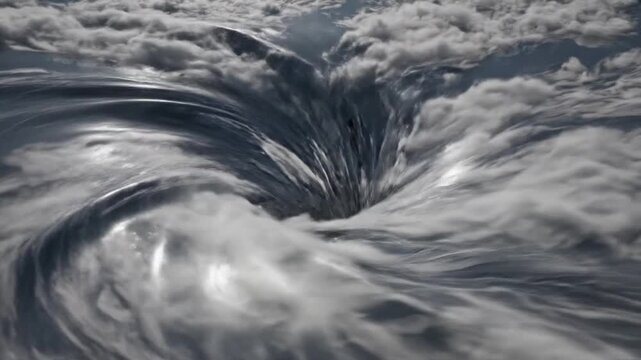 Powerful ocean whirlpool vortex with swirling water and turbulent waves creating a dramatic natural phenomenon