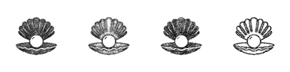 Sketch clam logo design set © David Zydd
