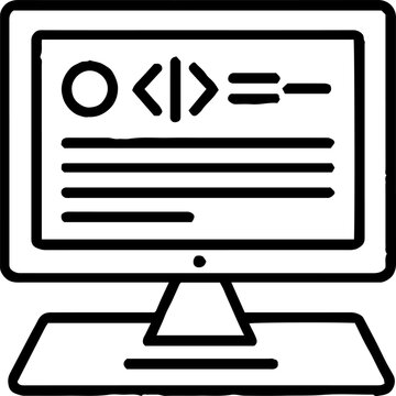 Computer Monitor with Programming Code Symbols Vector Illustration
