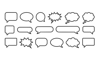 Fototapeta premium Minimal speech and chat bubbles vector collection with modern and comic styles isolated on white