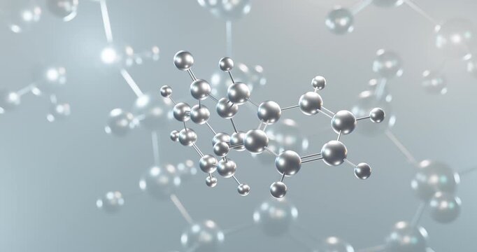 Aurone rotating 3d molecule, molecular structure of antioxidant seamless video
