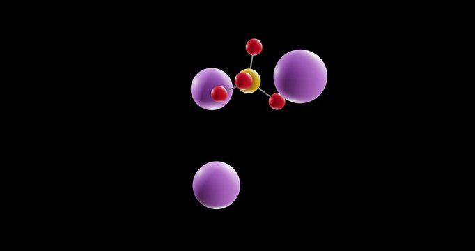 Tripotassium phosphate molecule, rotating 3D model of e340(iii), looped video on a black background
