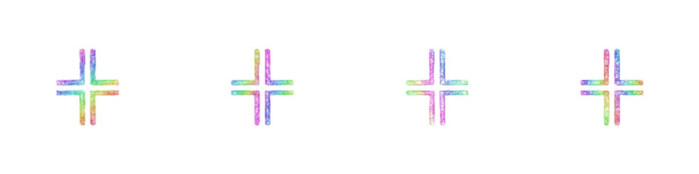 Rainbow color sketch capacitor icon design set