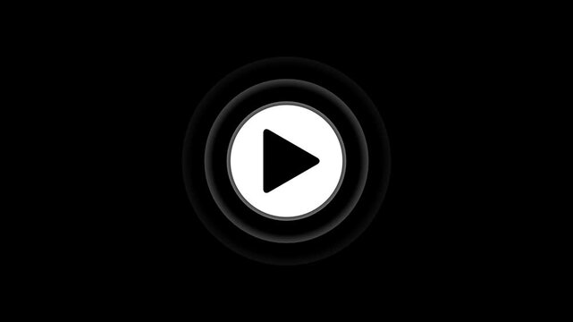 Simple black play button icon on a clean white background. on a black background,