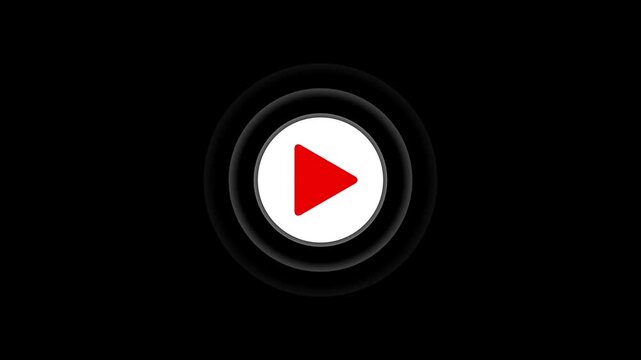 Play button icon for video and audio playback, with a bright red play icon inside on a white background