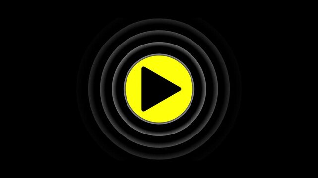 play icon, video play icon for website and mobile phone on black background. glowing play button animation. On black background .Video,