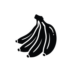 Bunch of bananas in black silhouette icon style. tropical fruit for healthy snack or dessert isolated on white background. sweet yellow banana. delicious ripe organic bananas. exotic ingredient. © MDISMAIL