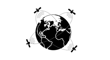 Satellite Orbits, Global Network, Earth Map, Space Technology © PRITOMKUMARSEN