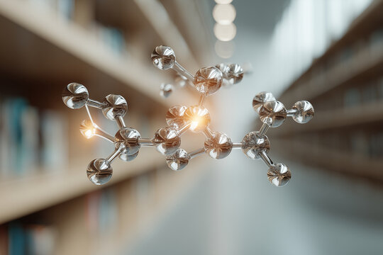 Acetylcholine Molecule with Warm Academic Background and Copy Space