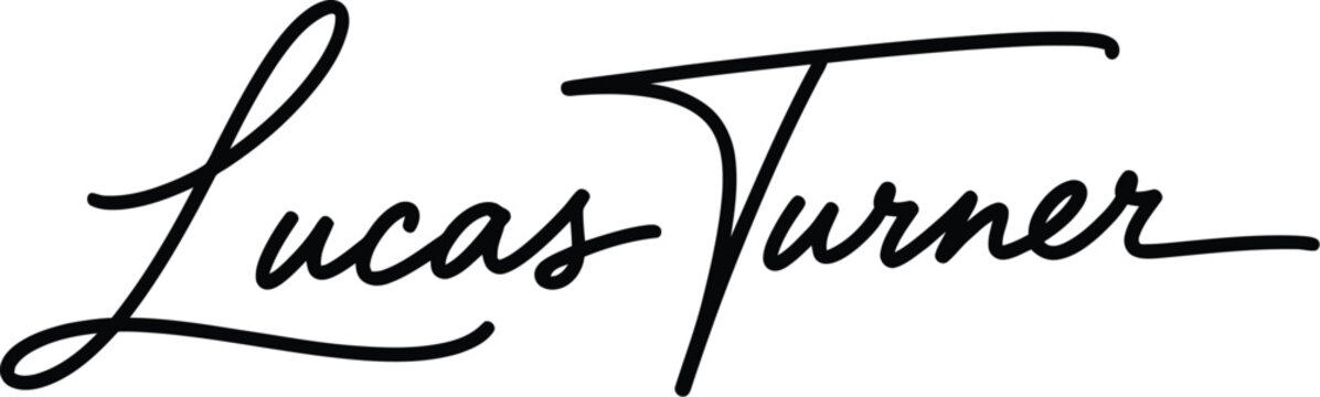 elegant cursive signature lucas turner flat design vector illustration