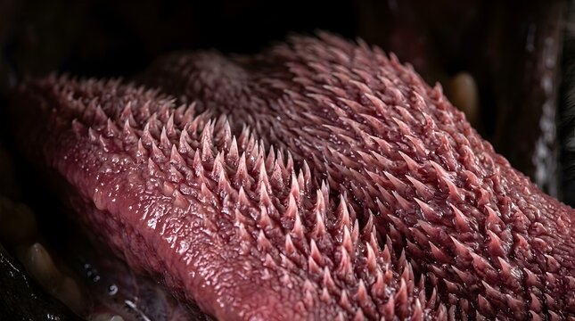 Extreme Macro of Tiger Tongue Detailing Keratinized Raspy Papillae Spines