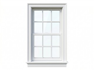 Obraz premium Traditional white six-over-six double-hung window frame, architectural element for home design.