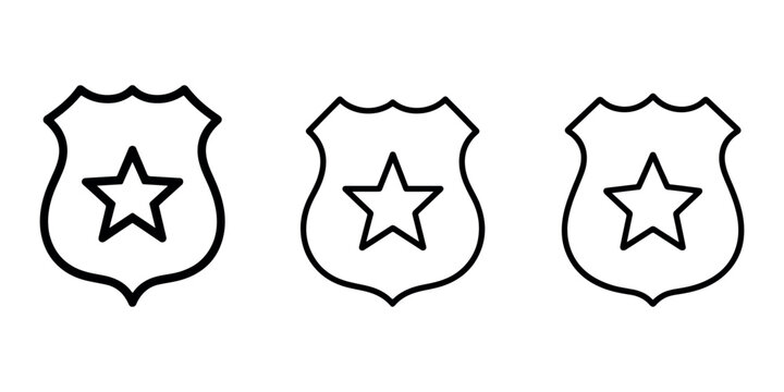 Police badge icon vector illustration, law enforcement symbol, sheriff badge, security badge, justice symbol.
