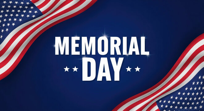 Memorial day patriotic background with american flags and stars