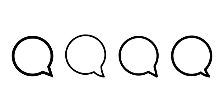 Speech bubble message icon set with circular chat dialogue cloud shapes for social media communication app interface and online talk notification design.