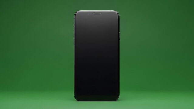Black Smartphone on Green Background