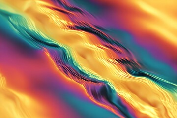 Obraz premium Detailed close-up of colorful iridescent high contrast rippled water surface under natural light
