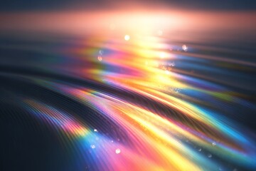 Obraz premium Detailed close-up of colorful iridescent high contrast rippled water surface under natural light