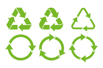 Obraz premium Green recycling symbols and arrows Vector