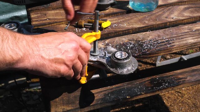 drilling bearing seats with a step drill for aluminum custom weights