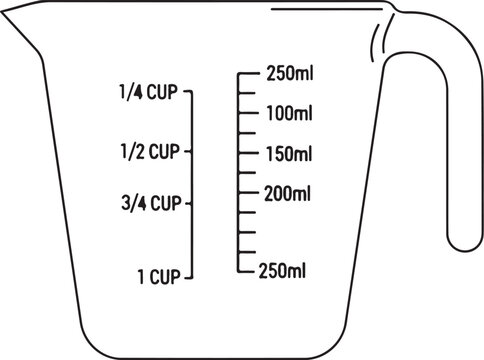 measuring cup with milliliter and cup markings