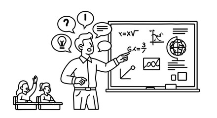Fototapeta premium Teacher explaining complex scientific concepts to students in a classroom
