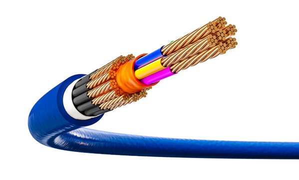 Electrical power cable 3d copper isolated