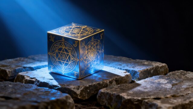 Decorative cube with geometric patterns