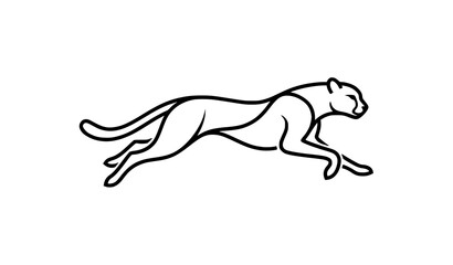 Simple line running cheetah logo minimalist animal vector © MdAiyub