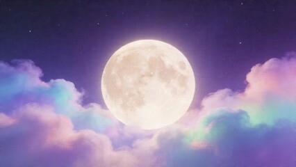 Fototapeta premium Full moon in colorful sky