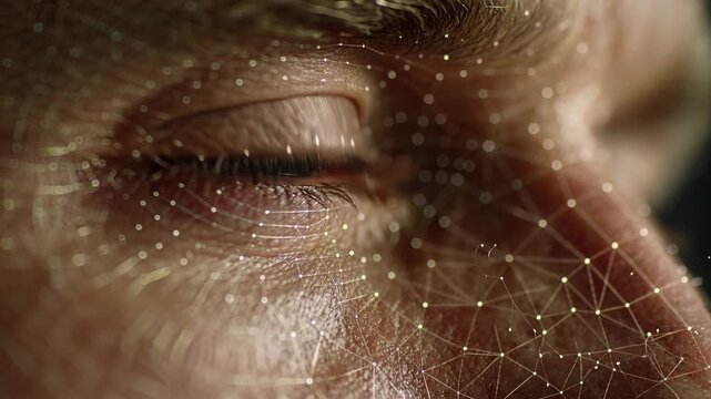 Ai digital justice prison concept with human eye network lines symbolizing data control futuristic technology privacy protection